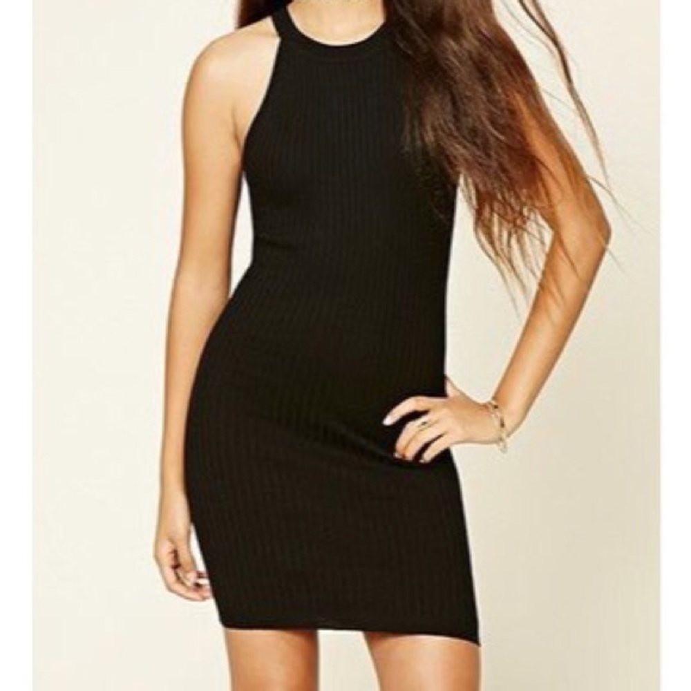 Bodycon Knit Sleeveless High Neck Ribbed Dress